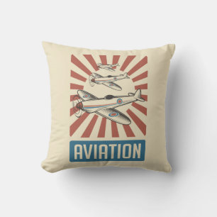 Retro Aviation Airforce fighter planes Throw Pillo Pillow