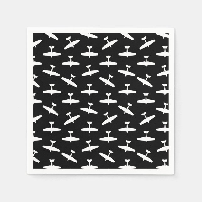 Retro Aviation Themed Airplanes Print Plane Design Napkin (Front)