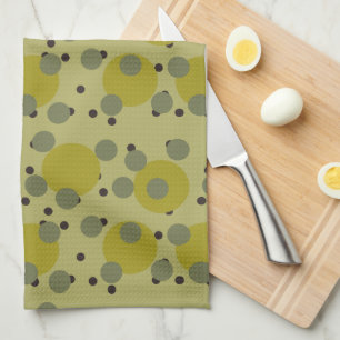 Retro Avocado Dream 1970s Atomic Circles   Kitchen Towel