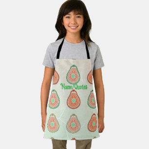 Retro Avocado Pattern – Peach and Mint Green Apron