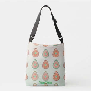 Retro Avocado Pattern – Peach and Mint Green Crossbody Bag