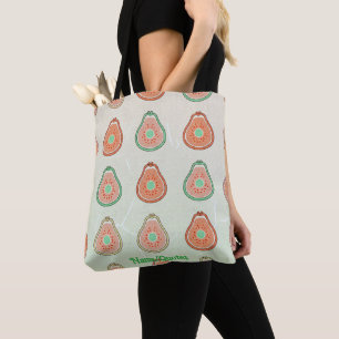 Retro Avocado Pattern – Peach and Mint Green Tote Bag