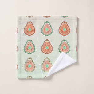 Retro Avocado Pattern – Peach and Mint Green Wash Cloth