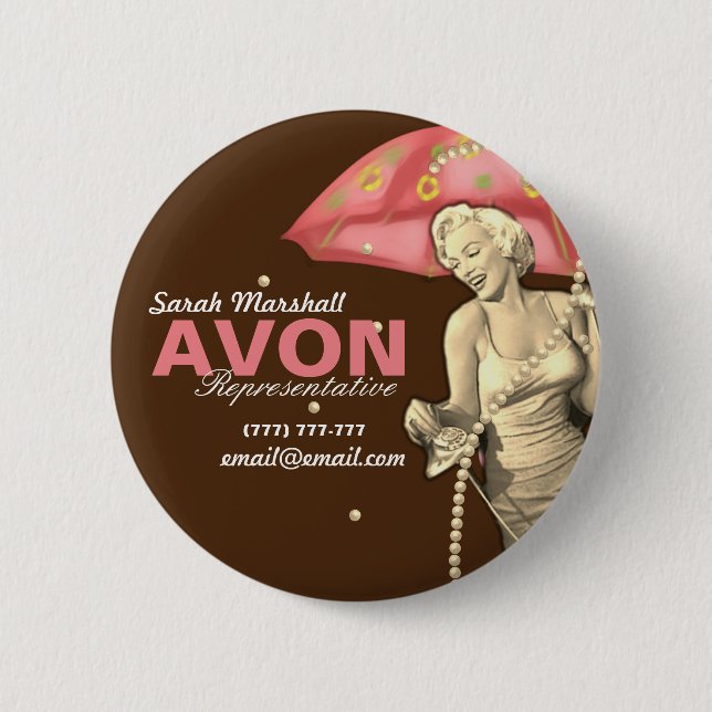 Retro Avon Representative  2 Inch Round Button (Front)