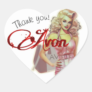 Retro Avon Representative Business Card Heart Sticker