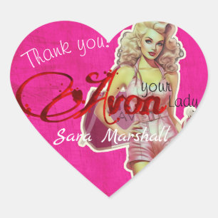 Retro Avon Thank You  Heart Sticker