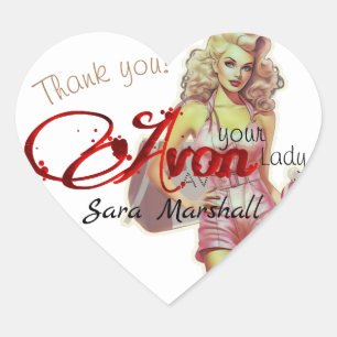 Retro Avon Thank You  Heart Sticker