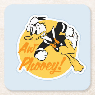 Retro "Aw Phooey" Donald Duck Badge Square Paper Coaster