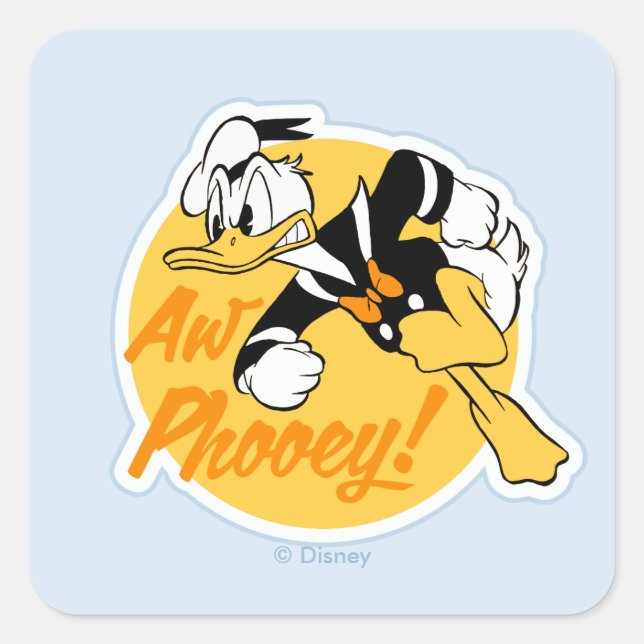 Retro "Aw Phooey" Donald Duck Badge Square Sticker (Front)