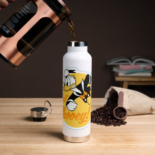 Retro "Aw Phooey" Donald Duck Badge Water Bottle