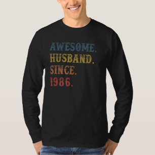 Retro Awesome Husband Since 1986 36 Wedding Anive T-Shirt