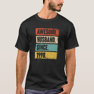 Retro Awesome Husband Since 1998 24 Wedding Aniver T-Shirt
