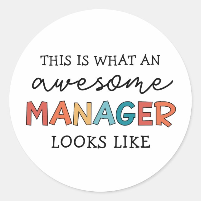 Retro Awesome Manager Funny Classic Round Sticker (Front)