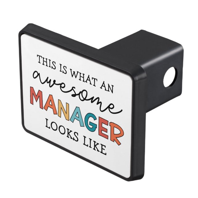 Retro Awesome Manager Funny Trailer Hitch Cover (Top Right)