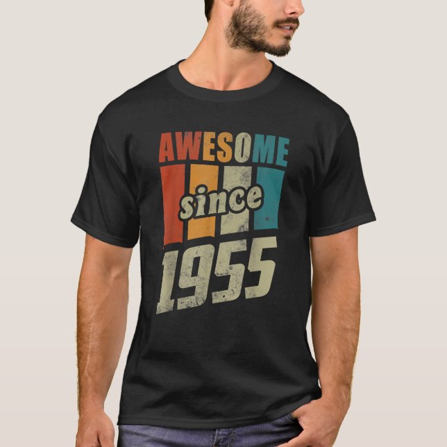Retro Awesome Since 1955 For 70th Birthday T-Shirt (Front)