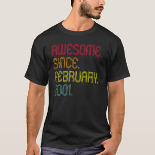 Retro Awesome Since February 2001 22nd Birthday 22 T-Shirt