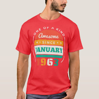 Retro Awesome Since January 1963 Birthday Vintage T-Shirt