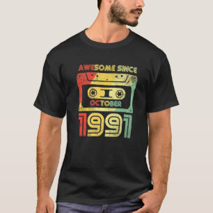 Retro Awesome Since October 1991 30Th Birthday Gif T-Shirt