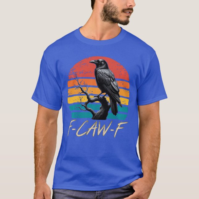 Retro awF Black Bird Crow Funny Crow Bird Cawing G T-Shirt (Front)