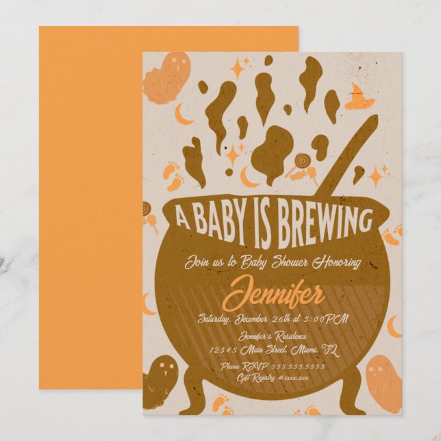Retro Baby brasse Baby shower Party Invitation (Devant / Derrière)