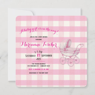 Retro Baby girl Shower Invitation