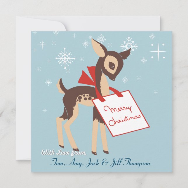 Retro Baby Reindeer | Carte de Noël plat personnal (Devant)