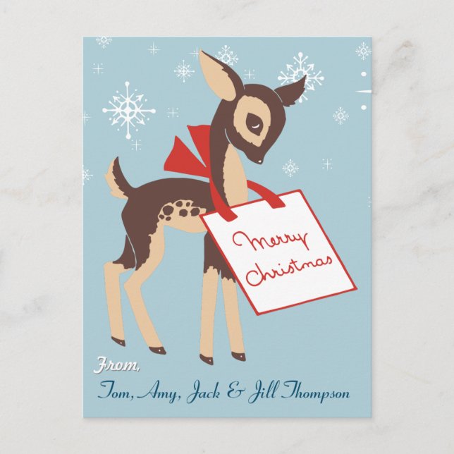Retro Baby Reindeer | Carte postale de Noël (Devant)