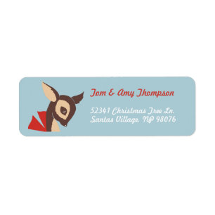 Retro Baby Reindeer Holiday Return Address Label