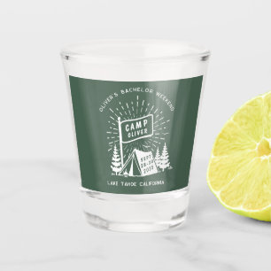 Retro Bachelor Party Weekend in the Woods   Green  Shot Glass