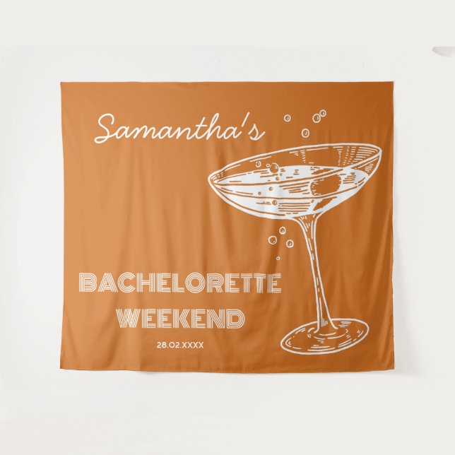 Retro Bachelorette Party Backdrop Boho Cocktail Tapestry (Front (Horizontal))