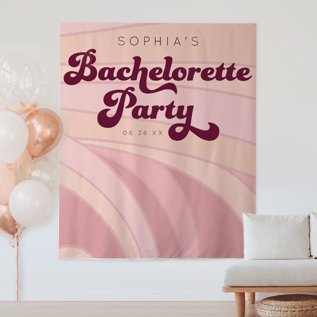 Retro Bachelorette Party Backdrop Funky Tapestry (Creator Uploaded)