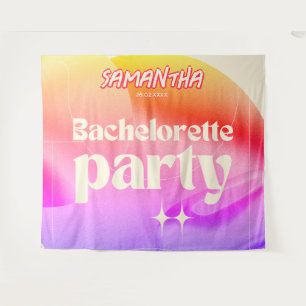 Retro Bachelorette Party Backdrop Groovy 70s Pink Tapestry