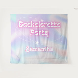 Retro Bachelorette Party Backdrop Groovy Pink Tapestry