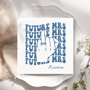 Retro Bachelorette Party Blue Paper Napkin