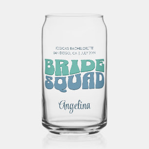 Retro Bachelorette Party Bride Squad Bridesmaid Can Glass