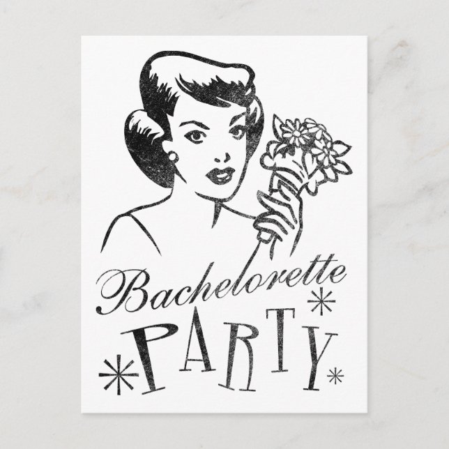 Retro Bachelorette Party Invitation Postcard (Front)