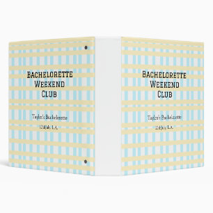 RETRO BACHELORETTE WEEKEND CLUB BLUE YELLOW DATE BINDER