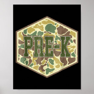 Retro Back To School Boys Old Camo Pre-k Poster