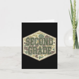 Retro Back To School Boys Old Camo Second Grade  Card