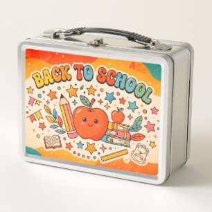 Retro. Back to school. Cute. Colourful. Metal Lunch Box