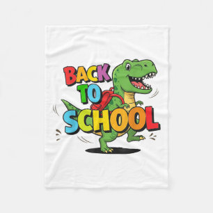 Retro Back To School Funny Colourful Dinosaur Cart Fleece Blanket