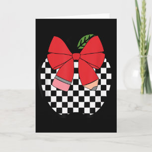 Retro Back To School Teacher Race Checkered Pencil Card