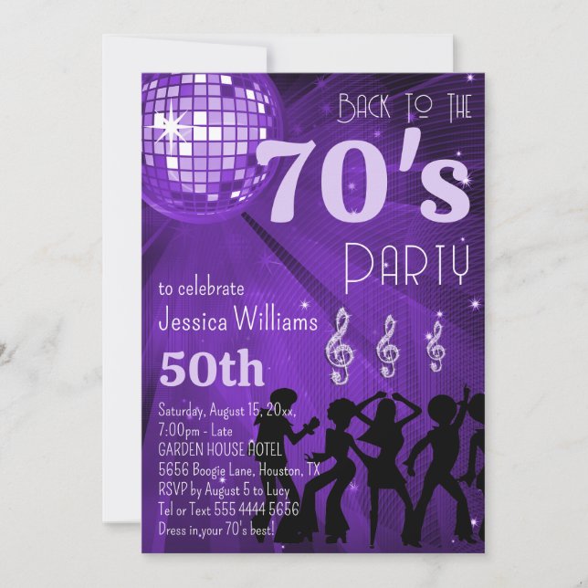 Retro Back To The 70's Disco Ball Birthday Party Invitation (Front)