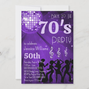 Retro Back To The 70's Disco Ball Birthday Party Invitation