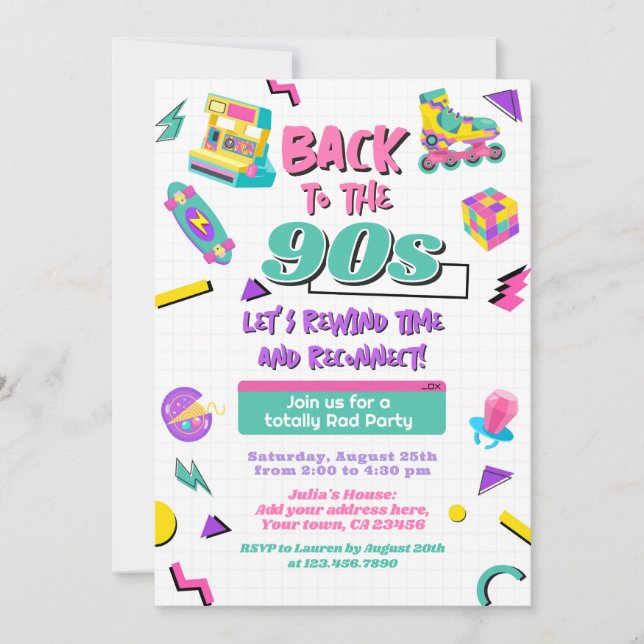Retro Back to the 90s Reunion Invitation (Front)