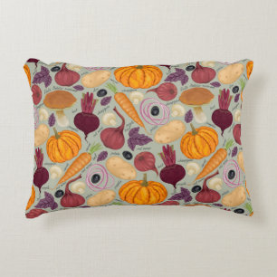 Retro background from fresh vegetables decorative pillow