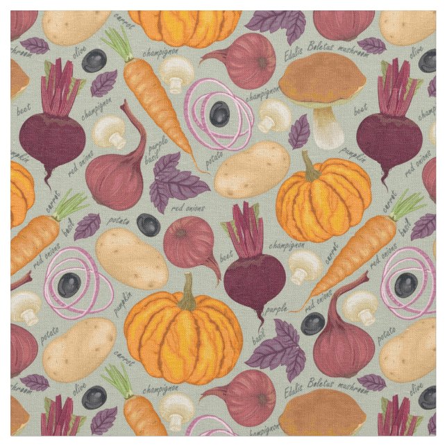 Retro background from fresh vegetables fabric (Close Up)