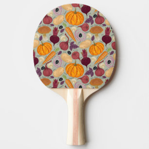 Retro background from fresh vegetables ping pong paddle