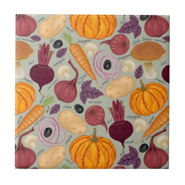 Retro background from fresh vegetables tile (Front)