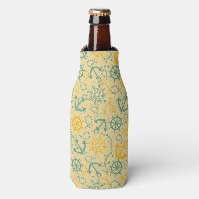 Retro background with anchor, ropes bottle cooler (Bottle Front)